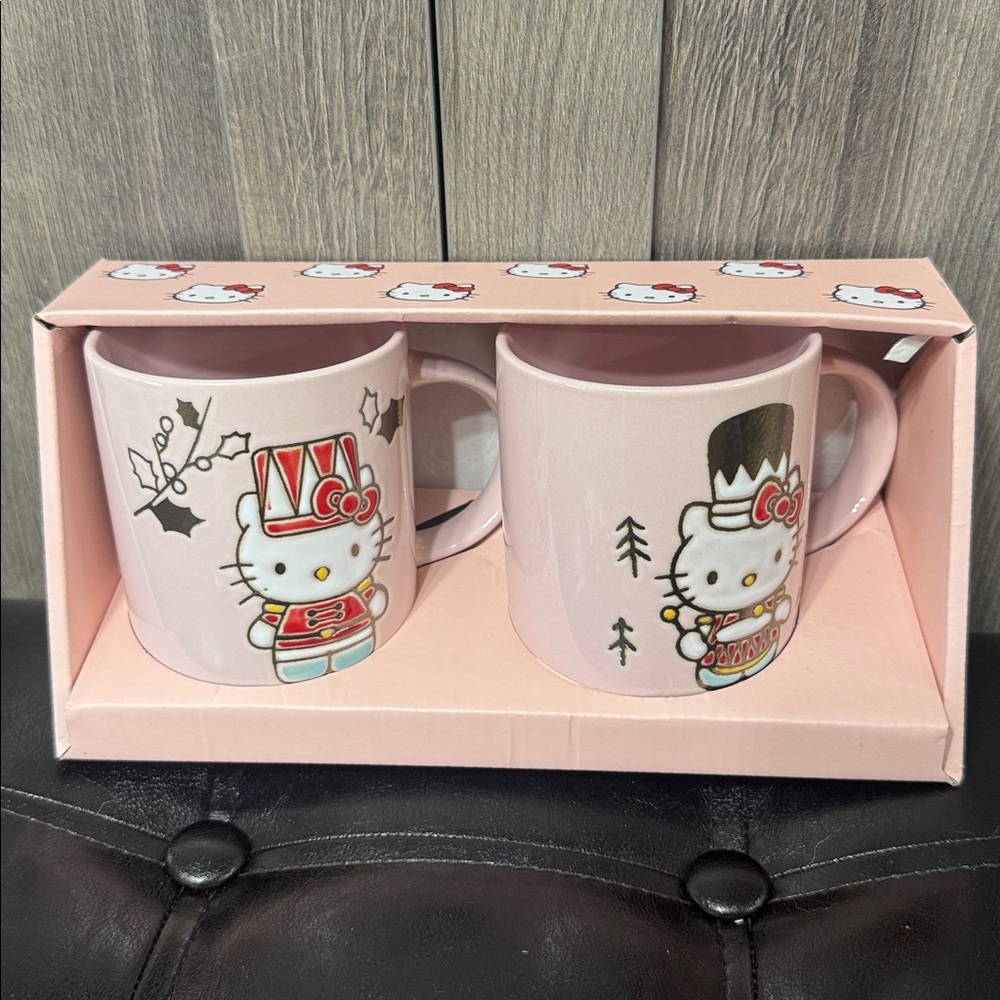 New Blue Sky Clayworks + Hello Kitty Christmas Soldiers 2 Piece Coffee Mug Set